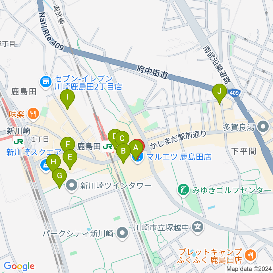 ミュージックスクール新川崎 ヤマハミュージック周辺のカフェ一覧地図