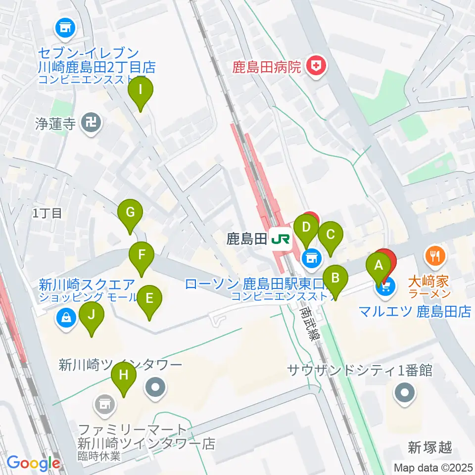 ミュージックスクール新川崎 ヤマハミュージック周辺のカフェ一覧地図