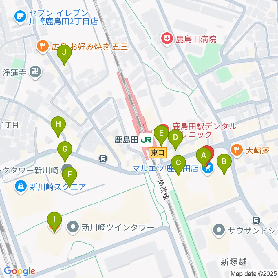 ミュージックスクール新川崎 ヤマハミュージック周辺のカフェ一覧地図