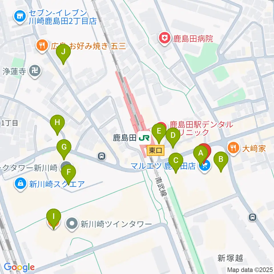 ミュージックスクール新川崎 ヤマハミュージック周辺のカフェ一覧地図