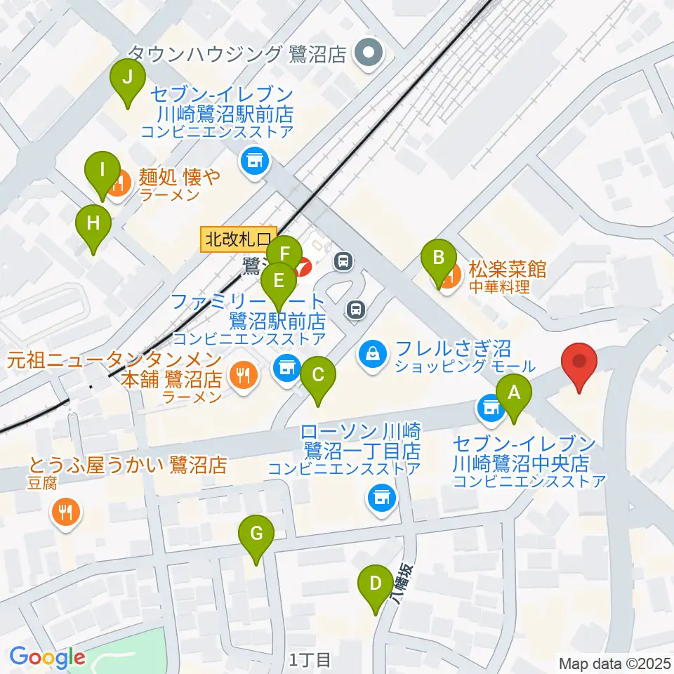 ミュージックスクール鷺沼 ヤマハミュージック周辺のカフェ一覧地図