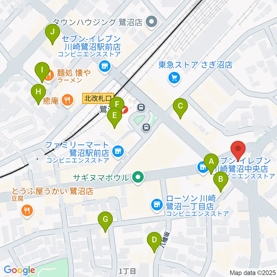 ミュージックスクール鷺沼 ヤマハミュージック周辺のカフェ一覧地図