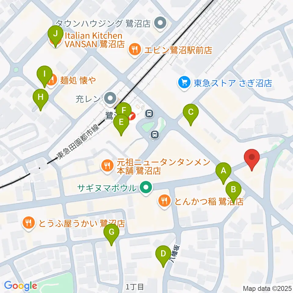 ミュージックスクール鷺沼 ヤマハミュージック周辺のカフェ一覧地図