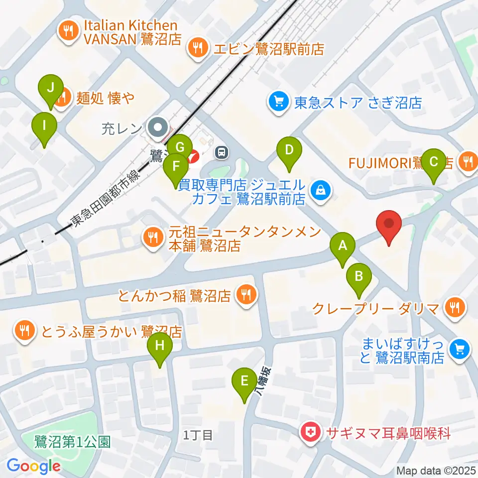 ミュージックスクール鷺沼 ヤマハミュージック周辺のカフェ一覧地図