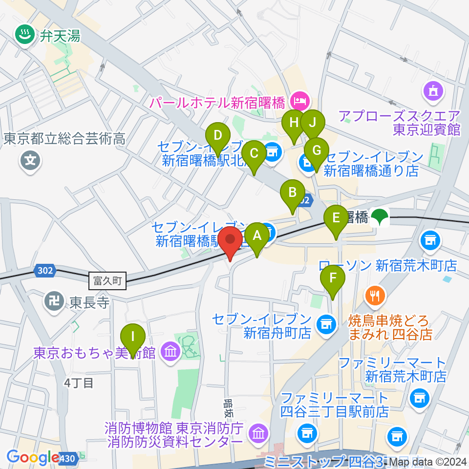 G'Seven Guitars周辺のカフェ一覧地図