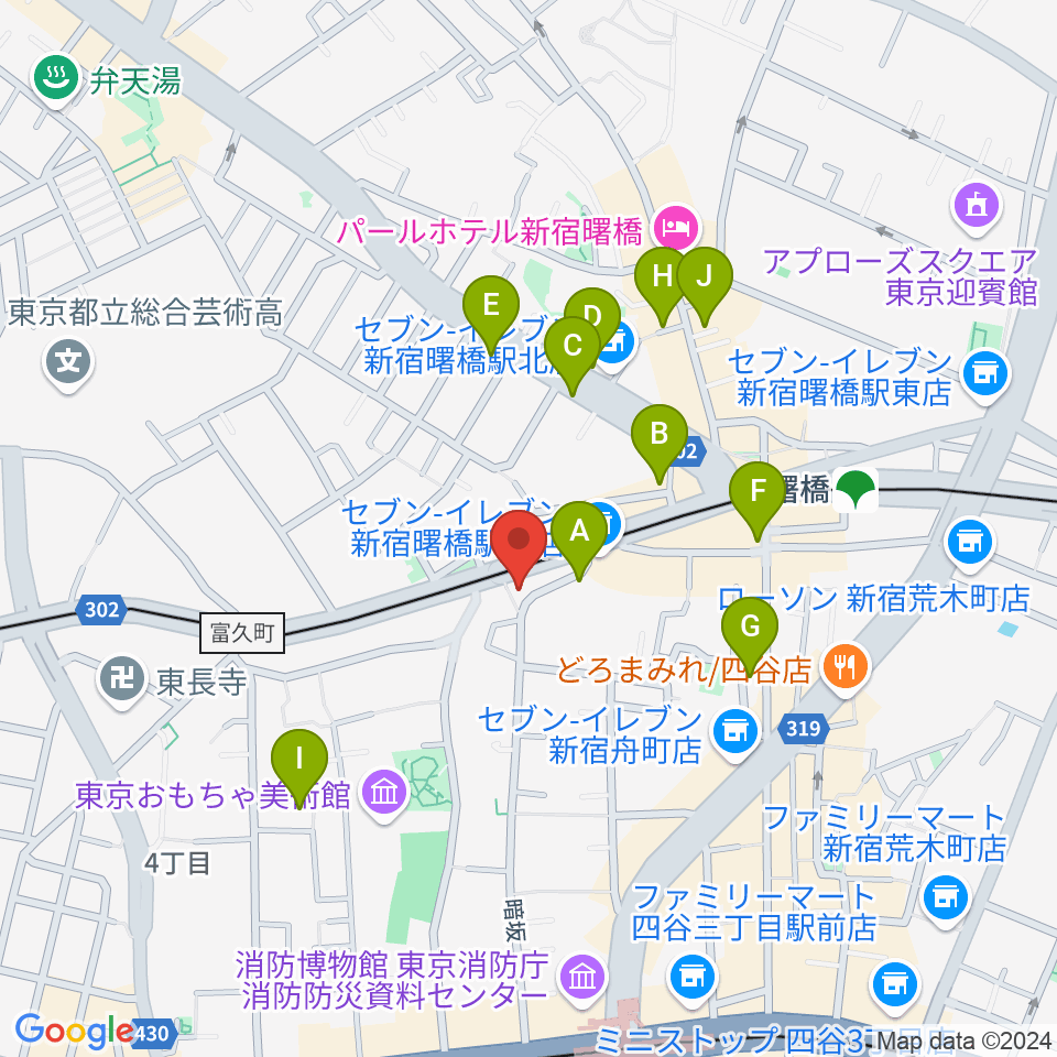 G'Seven Guitars周辺のカフェ一覧地図