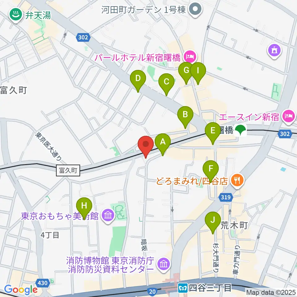 G'Seven Guitars周辺のカフェ一覧地図