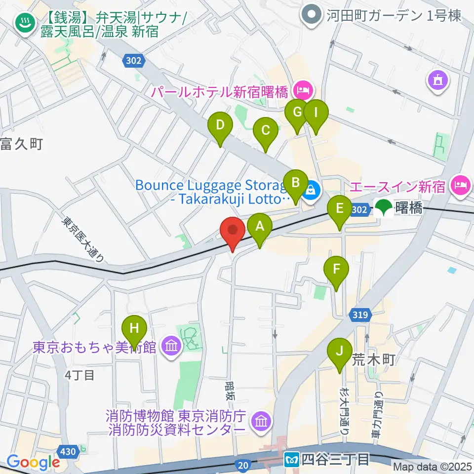 G'Seven Guitars周辺のカフェ一覧地図