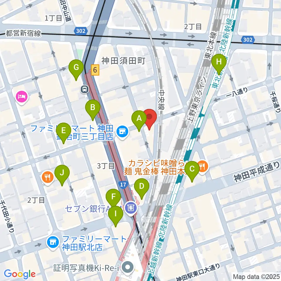 ストラト・クレイジー周辺のカフェ一覧地図