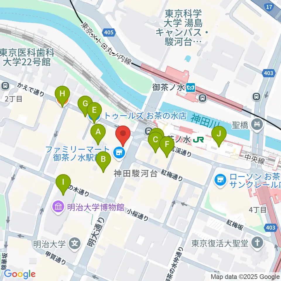 ギタープラネット エレキ本館周辺のカフェ一覧地図