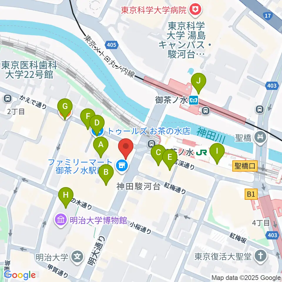 ギタープラネット エレキ本館周辺のカフェ一覧地図