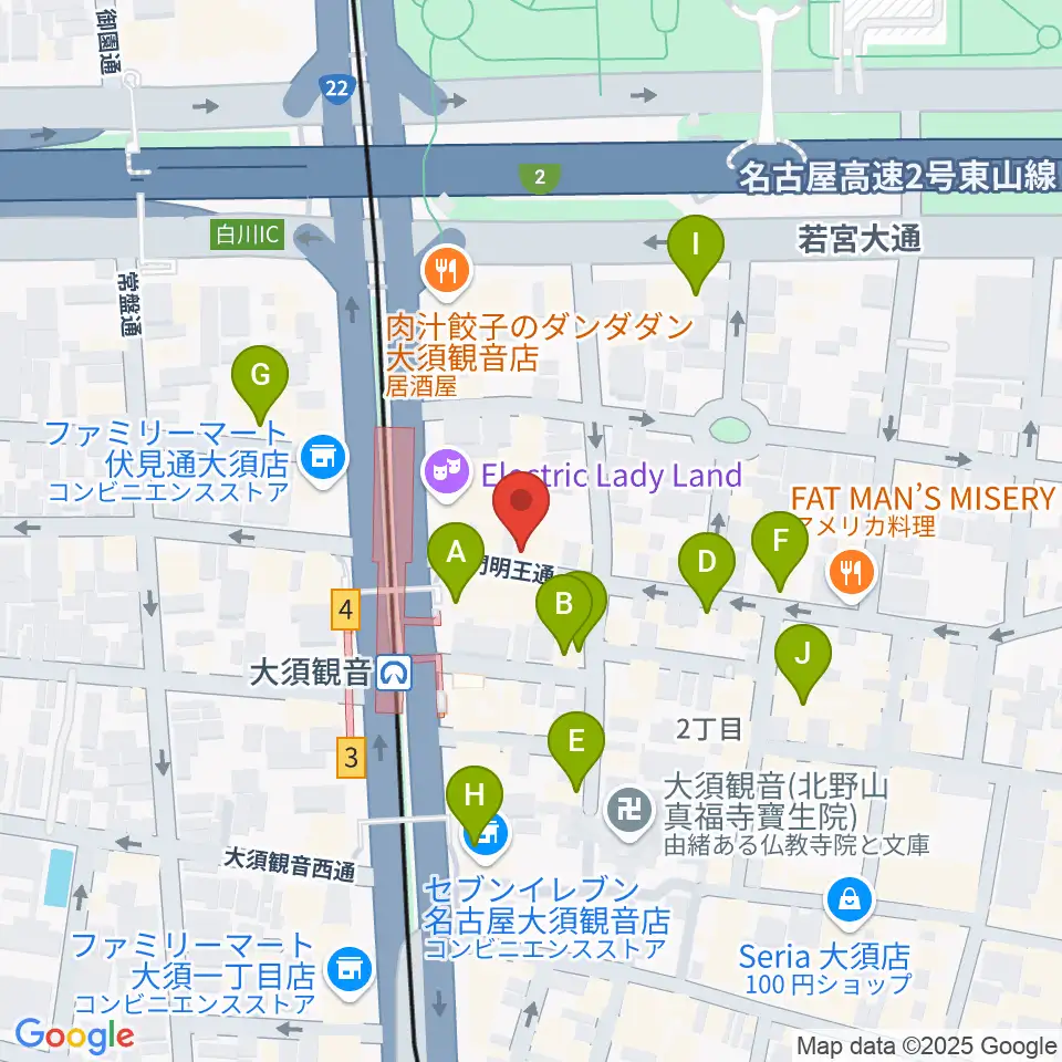 ギター&ベーステックGRACIAS周辺のカフェ一覧地図