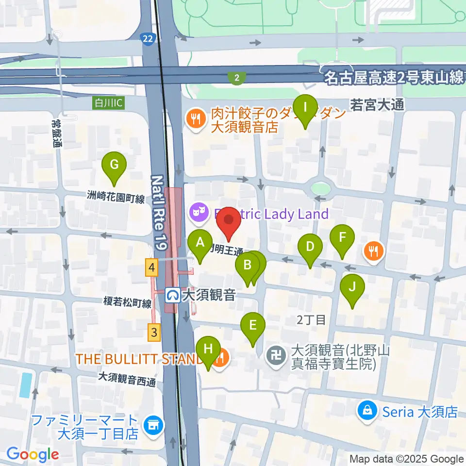 ギター&ベーステックGRACIAS周辺のカフェ一覧地図