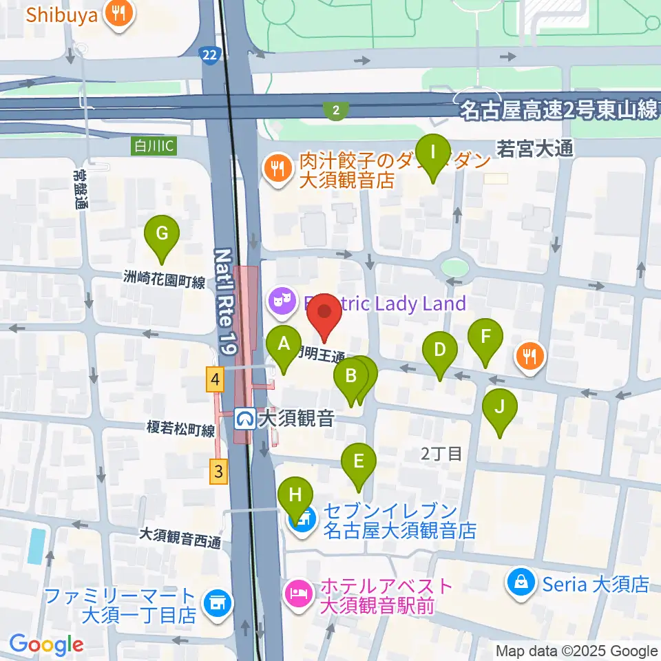 ギター&ベーステックGRACIAS周辺のカフェ一覧地図