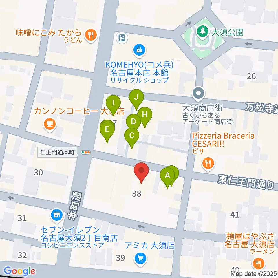 リアルスタンダード周辺のカフェ一覧地図