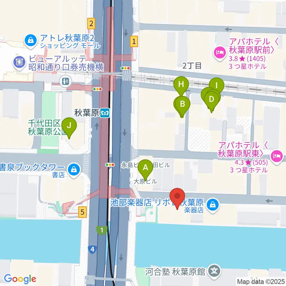 ドラムステーション・リボレ秋葉原周辺のカフェ一覧地図
