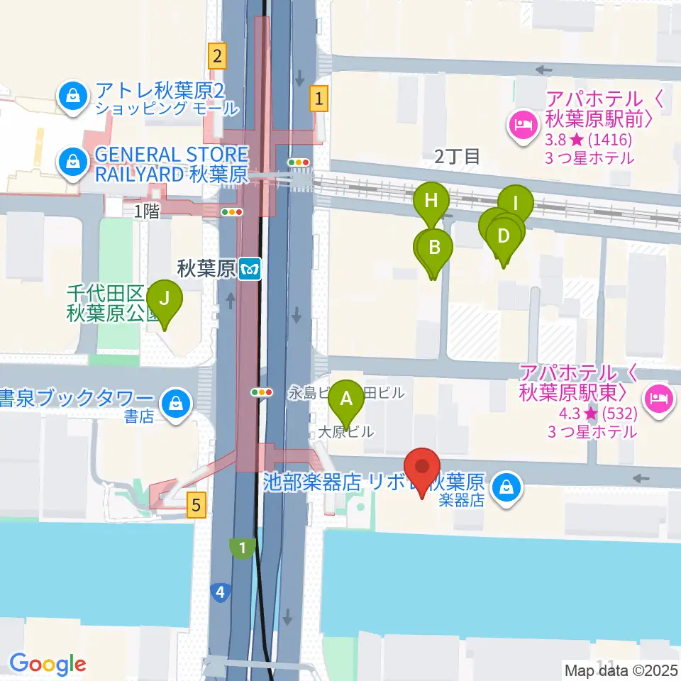 ドラムステーション・リボレ秋葉原周辺のカフェ一覧地図