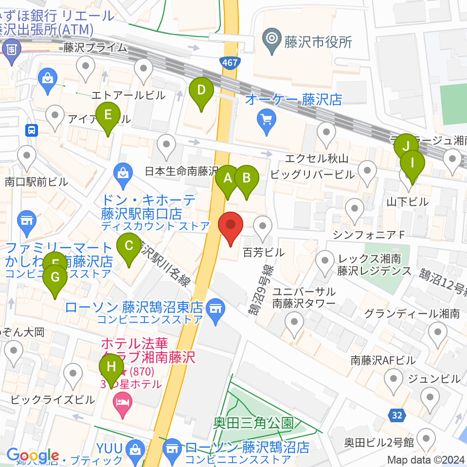 ミュージックアベニュー藤沢 ヤマハミュージック周辺のカフェ一覧地図