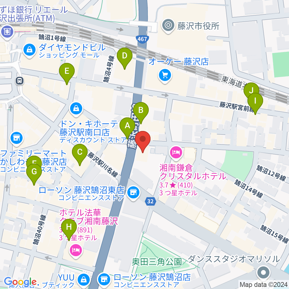 ミュージックアベニュー藤沢 ヤマハミュージック周辺のカフェ一覧地図