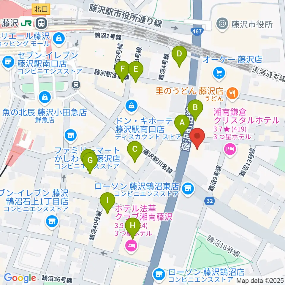 ミュージックアベニュー藤沢 ヤマハミュージック周辺のカフェ一覧地図