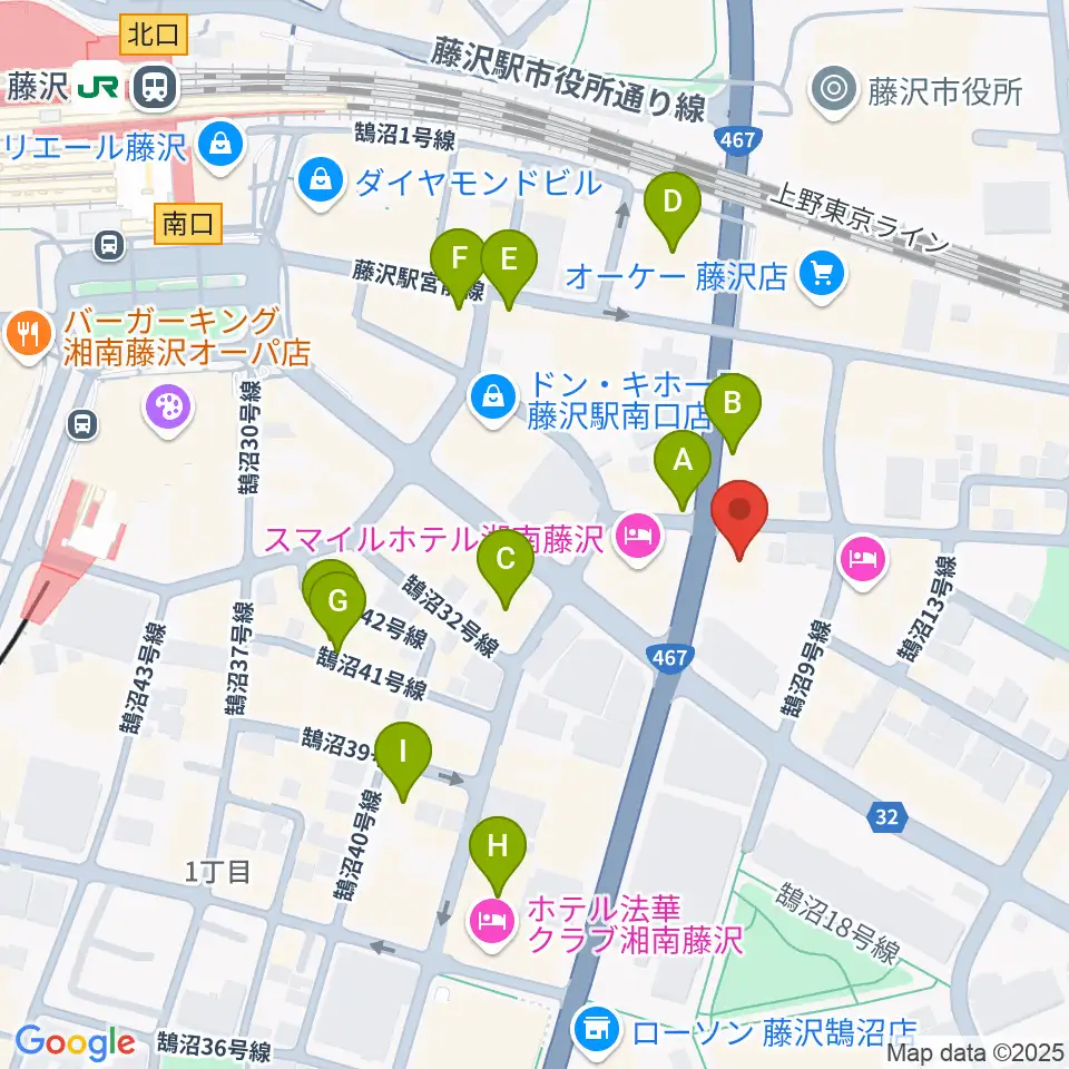 ミュージックアベニュー藤沢 ヤマハミュージック周辺のカフェ一覧地図
