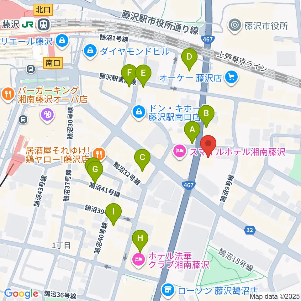 ミュージックアベニュー藤沢 ヤマハミュージック周辺のカフェ一覧地図