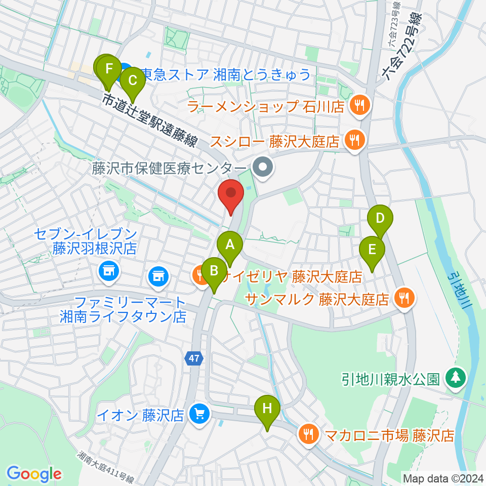 湘南ライフタウンセンター ヤマハミュージック周辺のカフェ一覧地図