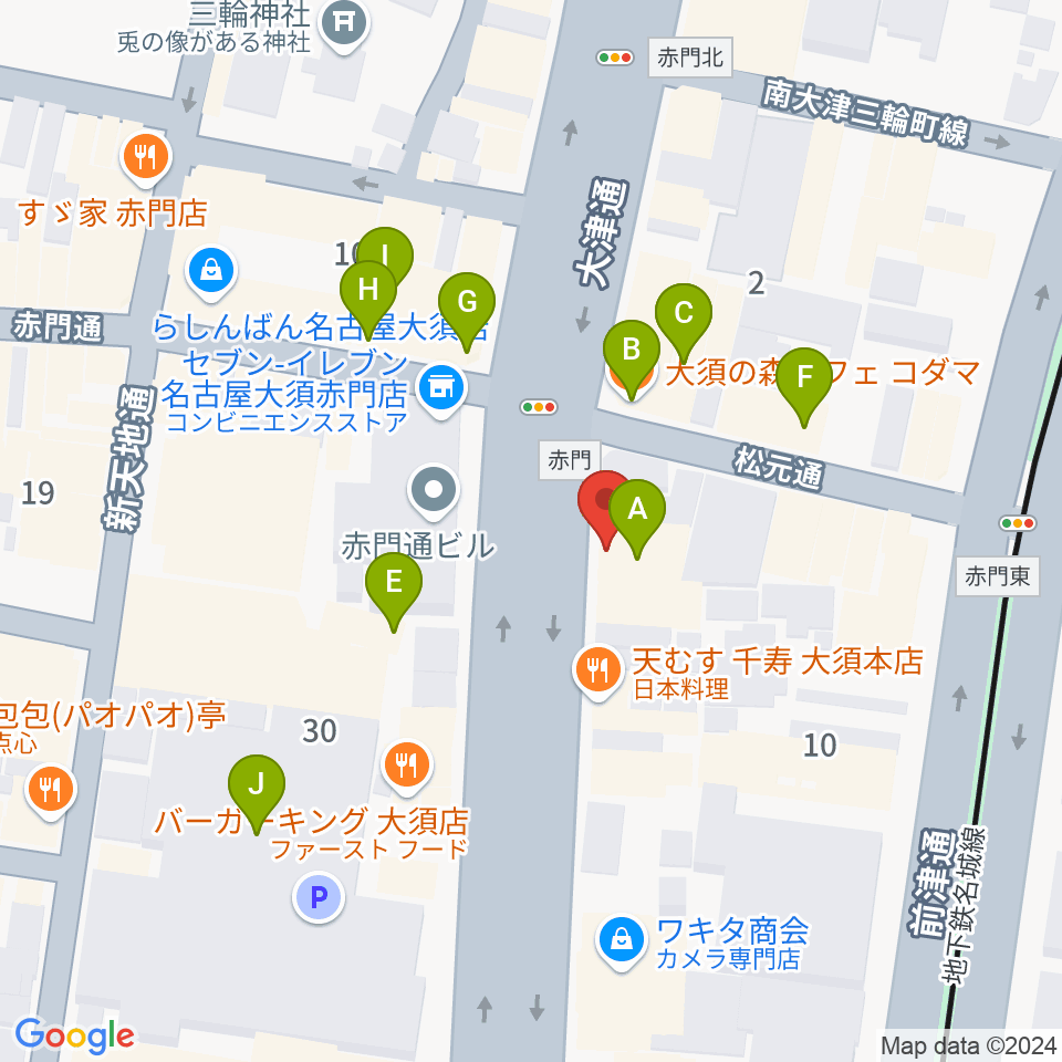 BIGBOSS名古屋周辺のカフェ一覧地図