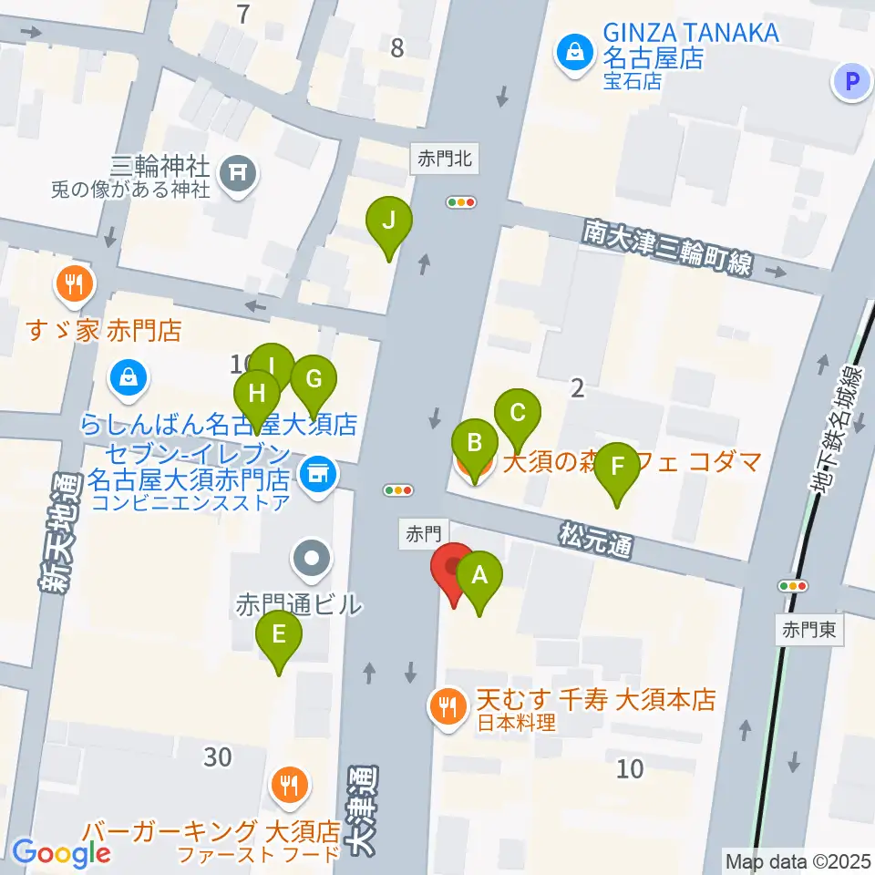 BIGBOSS名古屋周辺のカフェ一覧地図