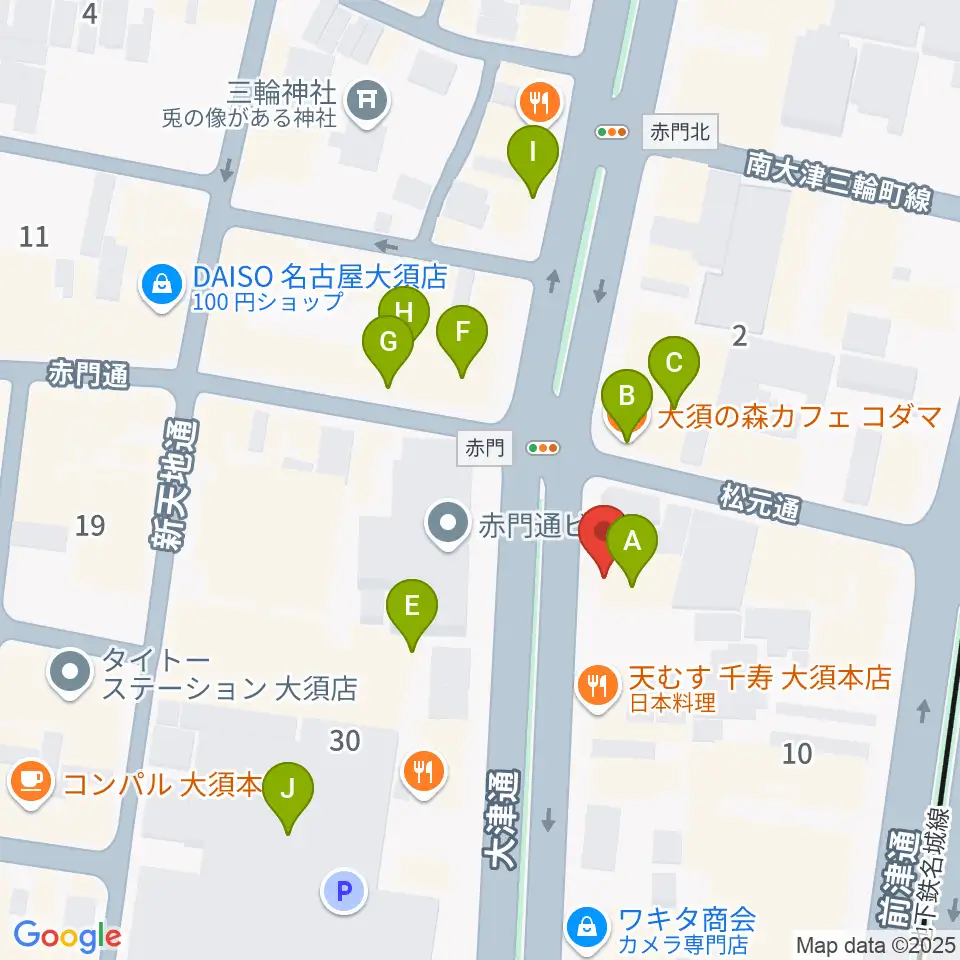 BIGBOSS名古屋周辺のカフェ一覧地図