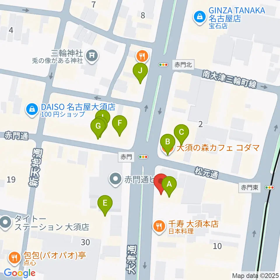 BIGBOSS名古屋周辺のカフェ一覧地図