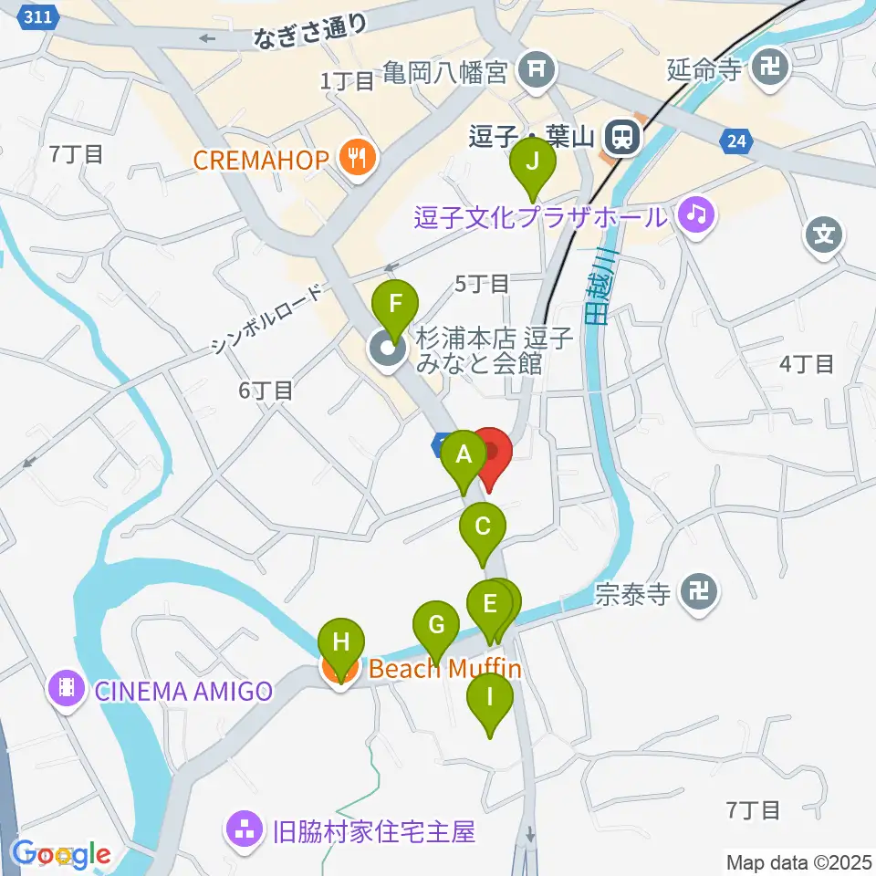 逗子教室 ヤマハミュージック周辺のカフェ一覧地図