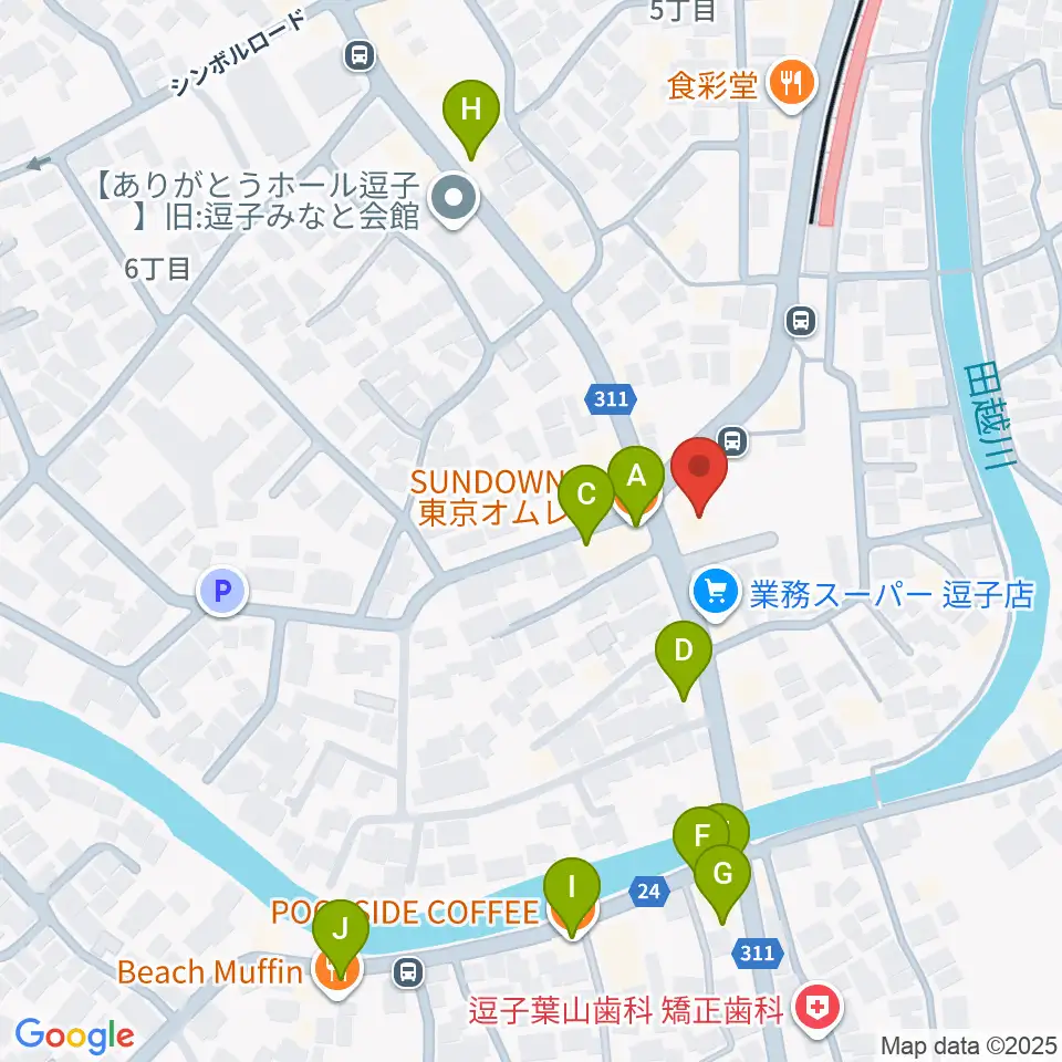 逗子教室 ヤマハミュージック周辺のカフェ一覧地図
