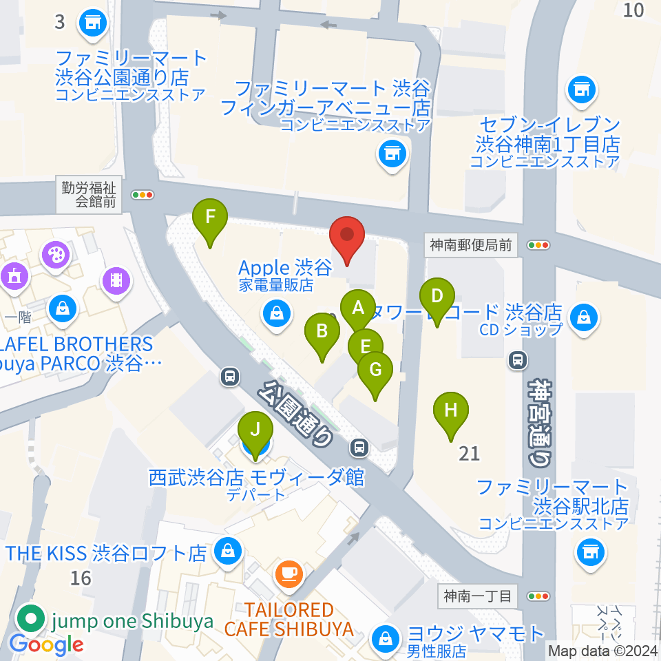 ESP渋谷クラフトハウス周辺のカフェ一覧地図