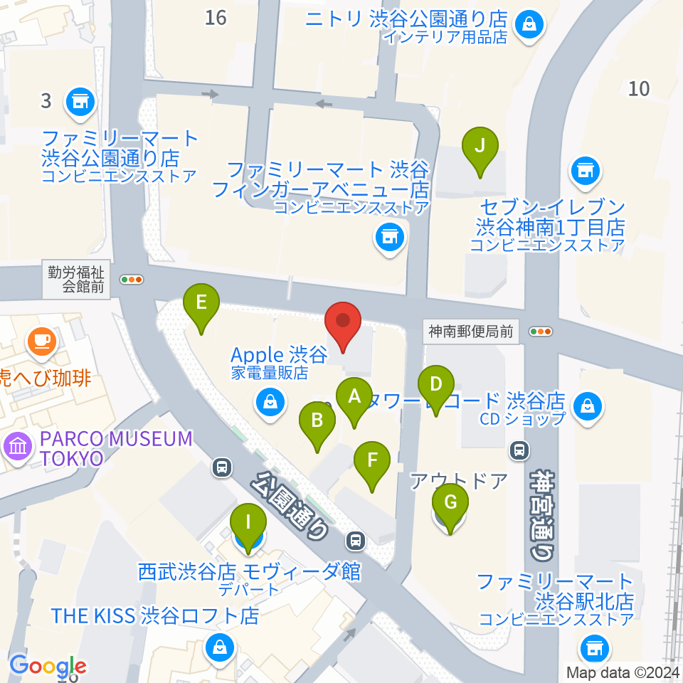 ESP渋谷クラフトハウス周辺のカフェ一覧地図