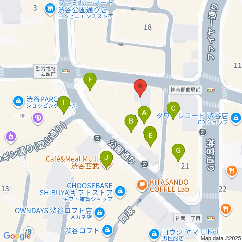 ESP渋谷クラフトハウス周辺のカフェ一覧地図