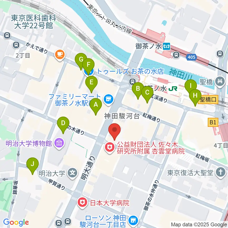 ESPギターワークショップ周辺のカフェ一覧地図