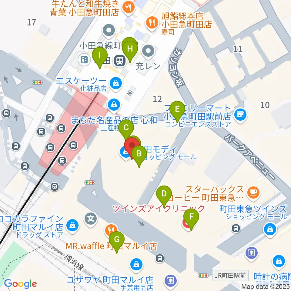 クロサワ楽器町田店周辺のカフェ一覧地図