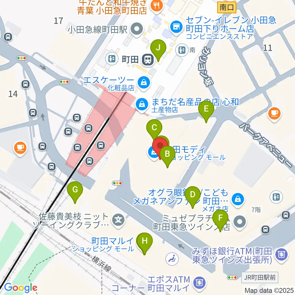 クロサワ楽器町田店周辺のカフェ一覧地図