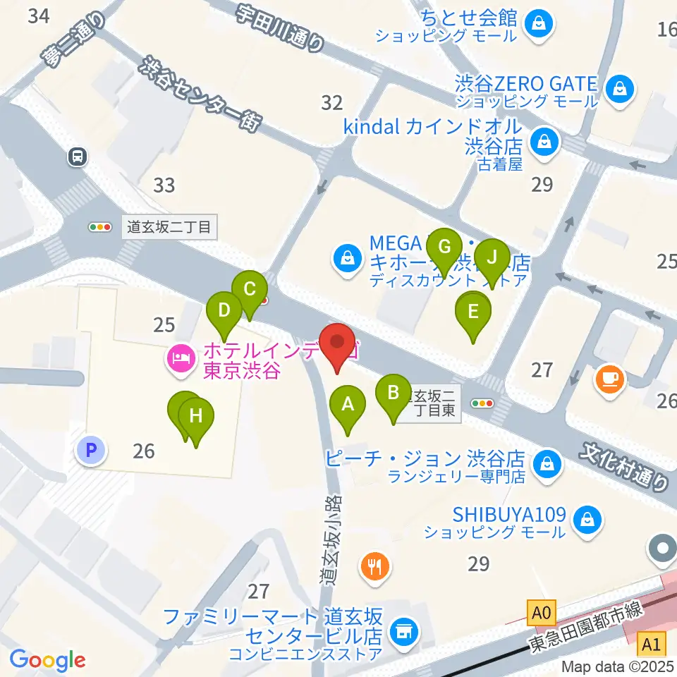 クロサワ楽器 G-CLUB SHIBUYA周辺のカフェ一覧地図