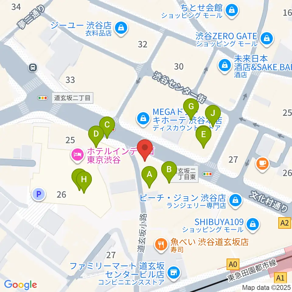 クロサワ楽器 G-CLUB SHIBUYA周辺のカフェ一覧地図