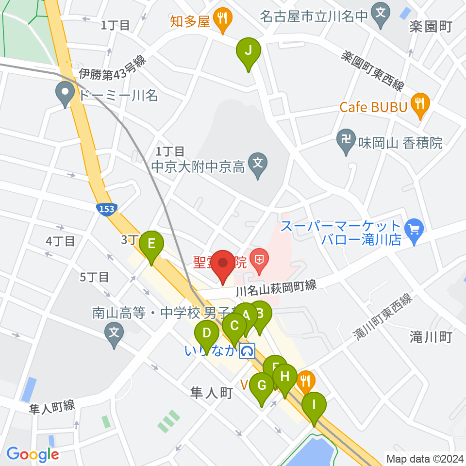 みどり楽器・名古屋周辺のカフェ一覧地図