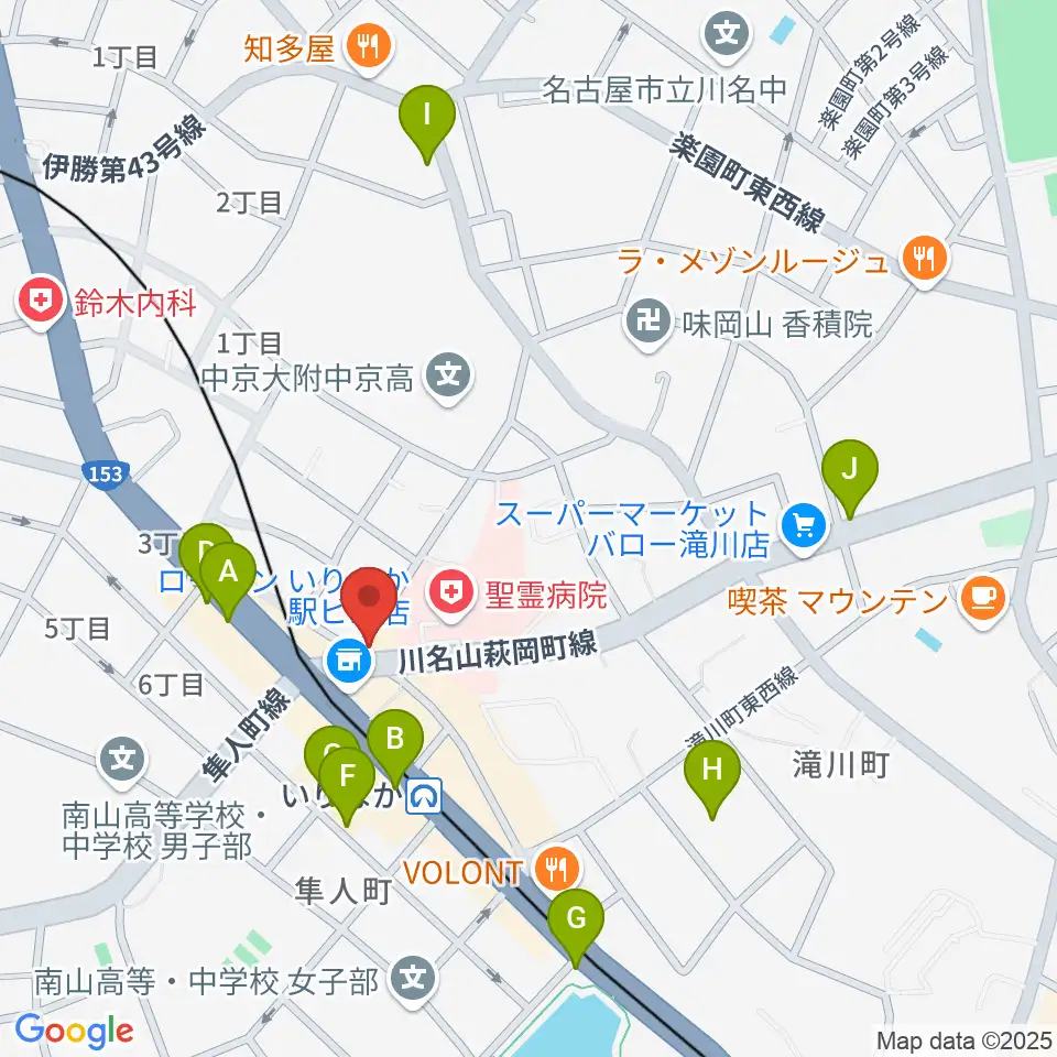 みどり楽器・名古屋周辺のカフェ一覧地図
