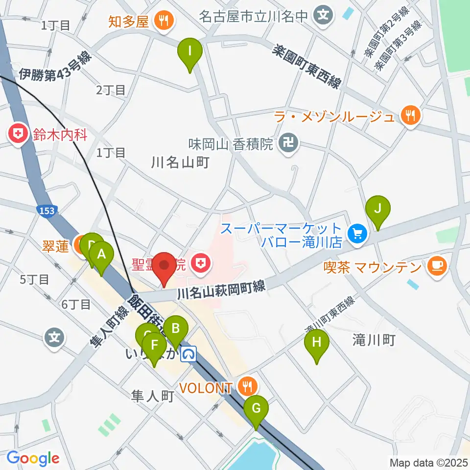 みどり楽器・名古屋周辺のカフェ一覧地図