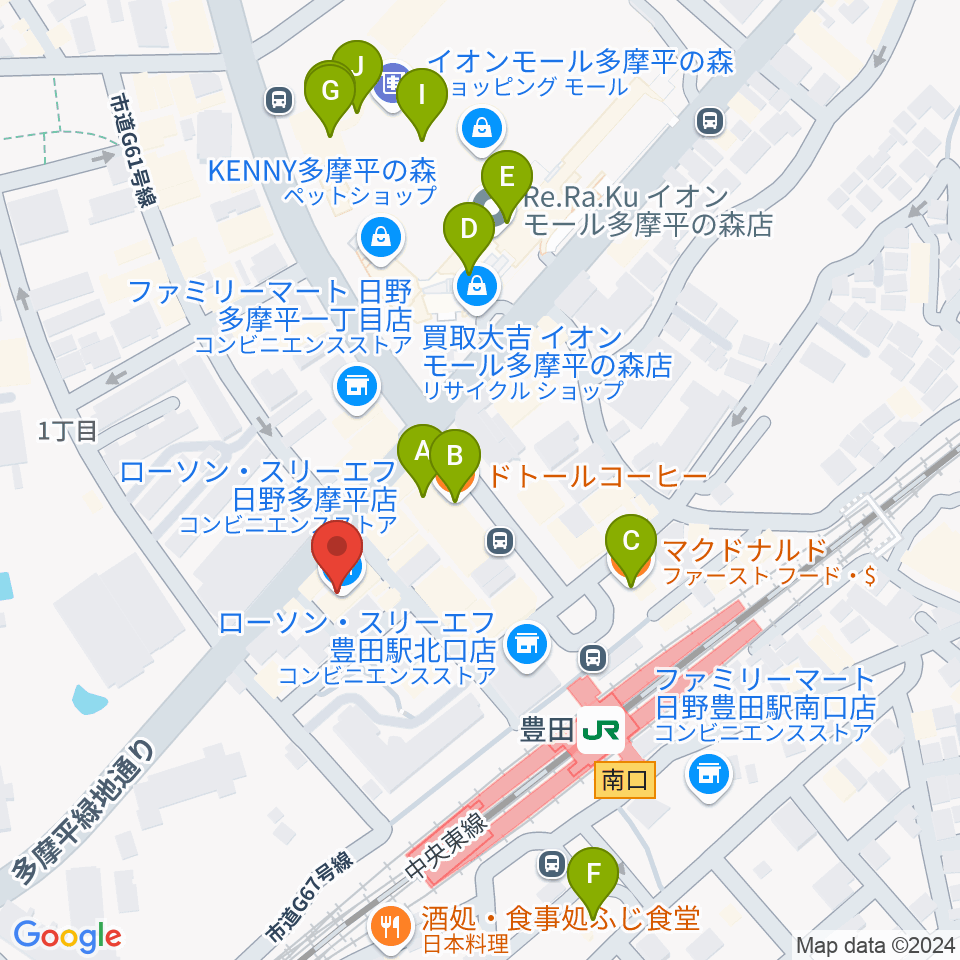 宮地楽器 豊田センター周辺のカフェ一覧地図