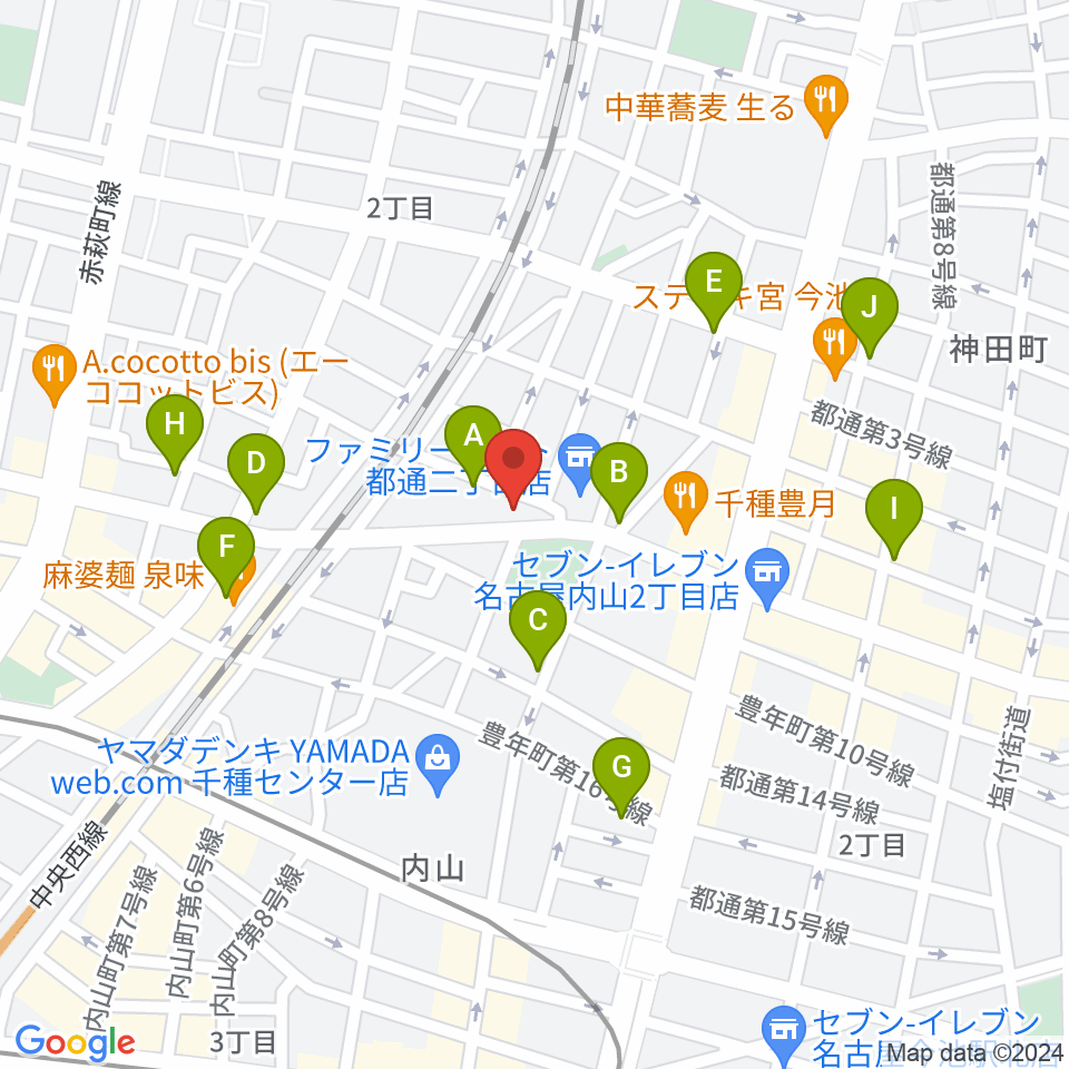 植村楽器周辺のカフェ一覧地図