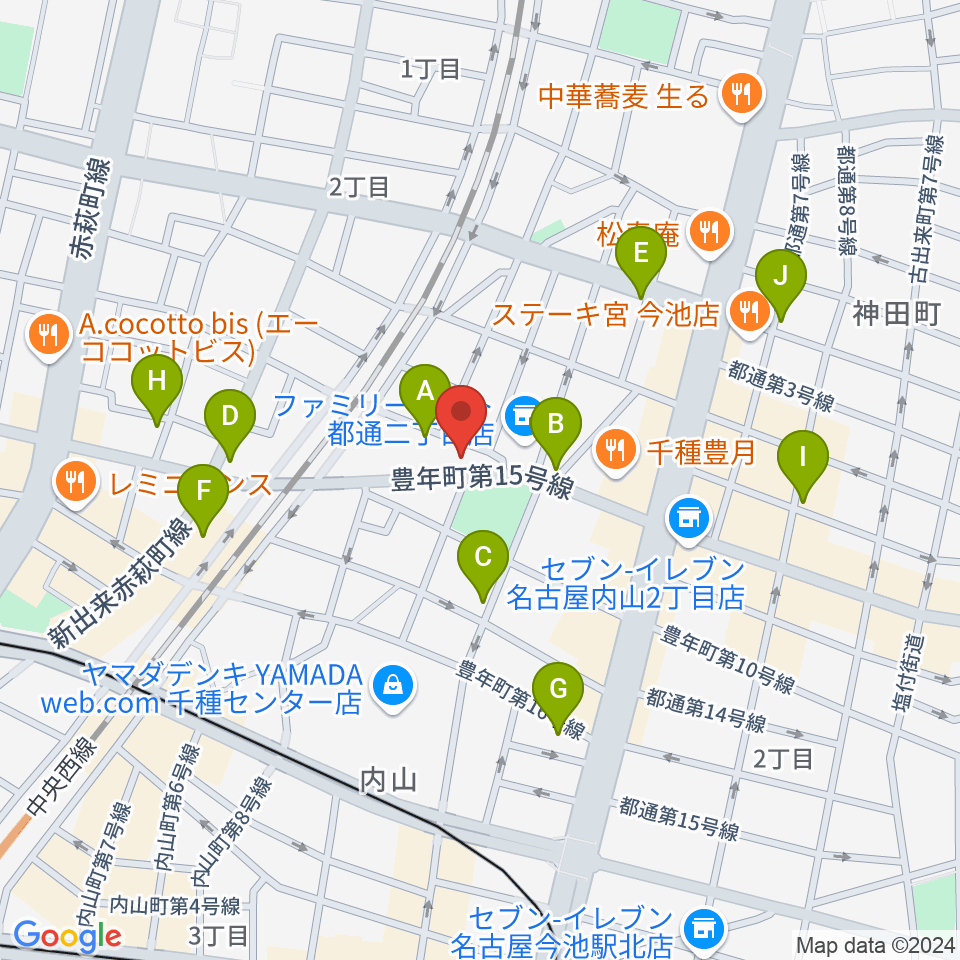 植村楽器周辺のカフェ一覧地図