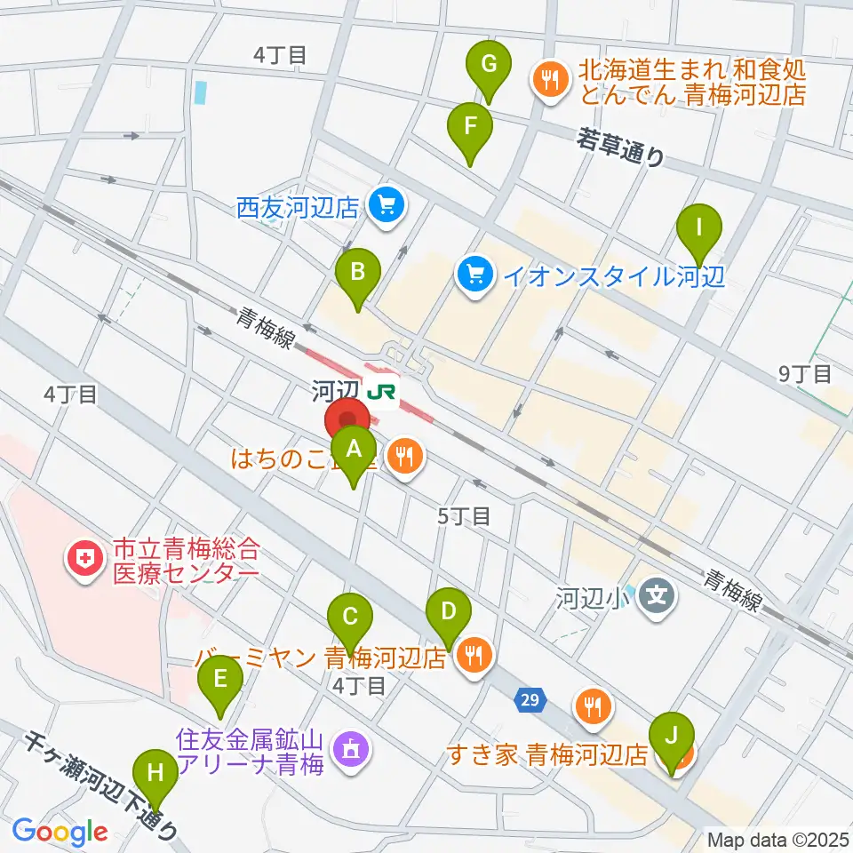 宮地楽器 河辺センター周辺のカフェ一覧地図