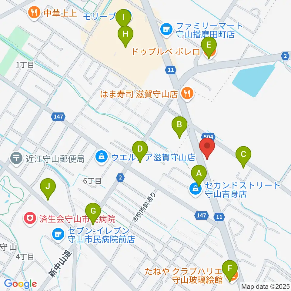 青い鳥音楽学園周辺のカフェ一覧地図