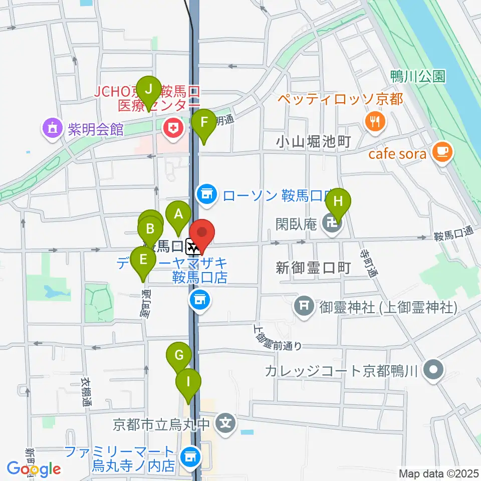一木楽器周辺のカフェ一覧地図